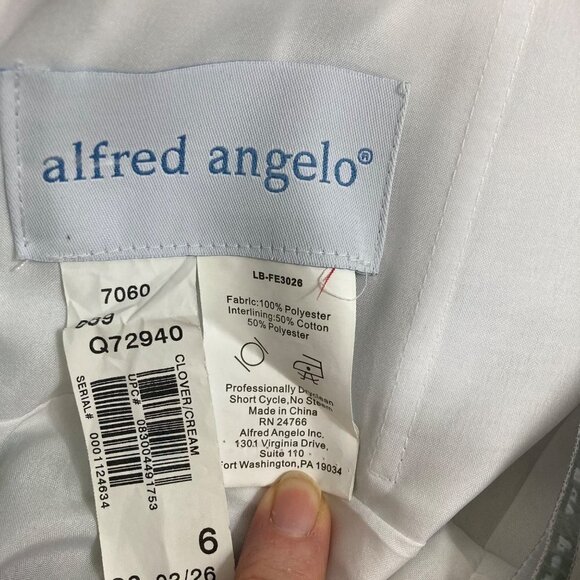 Womens Alfred Angelo Clover Green Cream Halter Bridesmaid Dress 6‎ - Picture 7 of 8